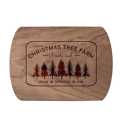 Christmas Tree Farm 8" x 11" Walnut Oval Cutting Board