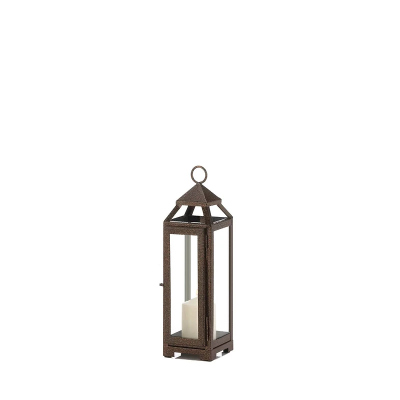 13" Iron & Glass Copper Lantern
