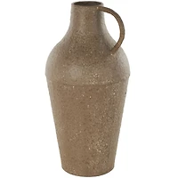 15.75" Brown Metal Antique Inspired Vase with Handle