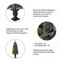 5ft. Pre-Lit Flocked Pine Artificial Christmas Tree, Warm White Lights, 2ct.