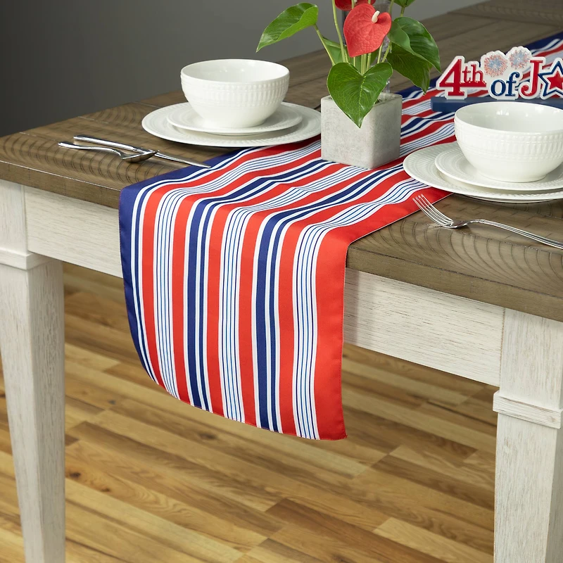 71" Red, White & Blue Striped Table Runner