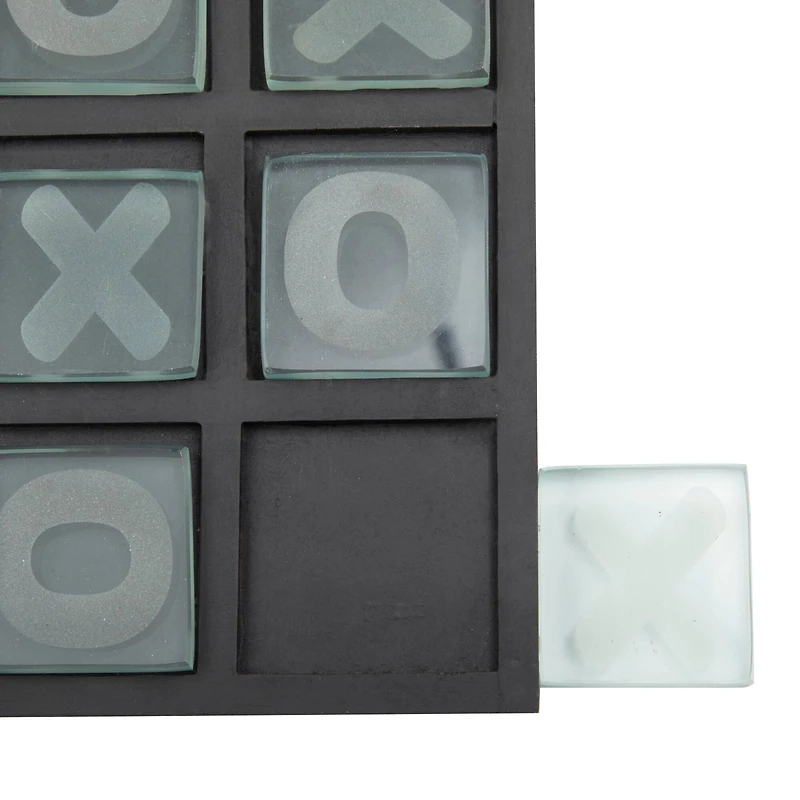 8" Black Wood Tic-Tac-Toe Game Set