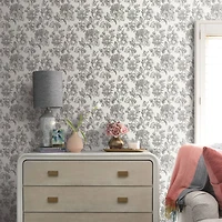 RoomMates Tamara Day Gray Flower Girl Peel & Stick Wallpaper