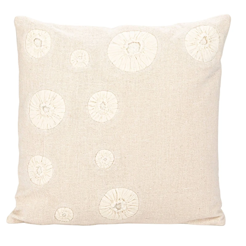 Hello Honey® 20" Natural Patchwork Seashell Cotton & Linen Pillow