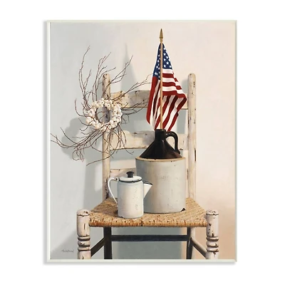 Stupell Industries American Flag Rustic Things Still Life Wall Plaque
