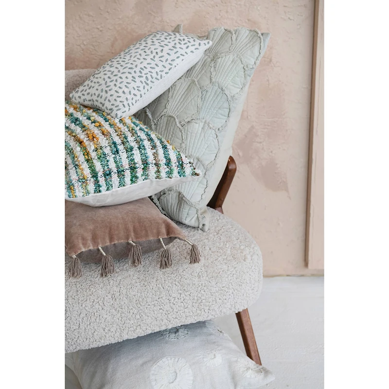 Hello Honey® 14" x 9" Hand-Embroidered Cotton Kantha Stitch Lumbar Pillow