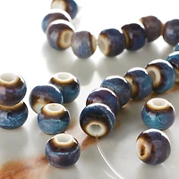 Blue & Brown Ceramic Round Beads, 8mm by Bead Landing™
