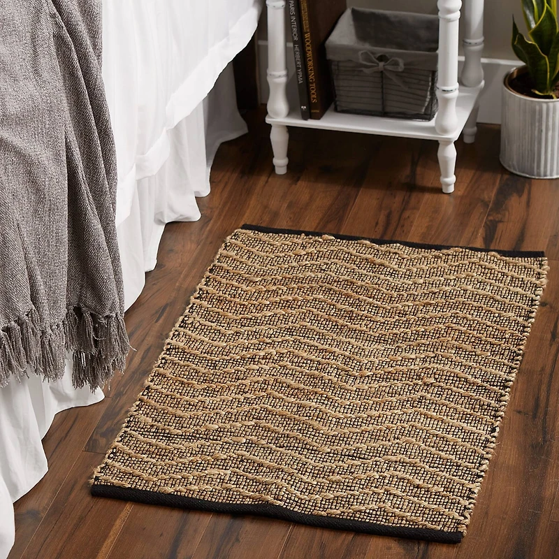 DII® Black With Natural Jute Chevron Hand-Loomed Rug, 2ft. x 3ft.