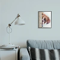 Stupell Industries Boxer Dog Hide and Seek Puppy Portrait in Black Frame Wall Art
