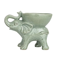 Hello Honey® Gray 7.5" Majestic Stoneware Elephant Bowl 