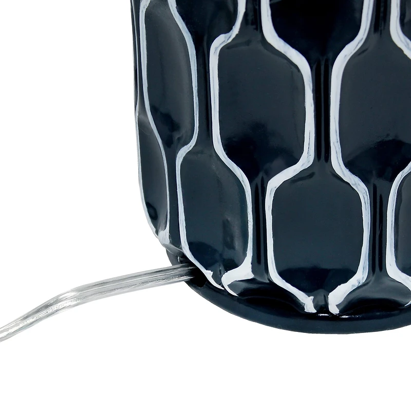 Lalia Home 22" Blue Moroccan Table Lamp with Fabric White Shade