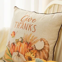 Glitzhome® 18" Thanksgiving Embroidered Pillow