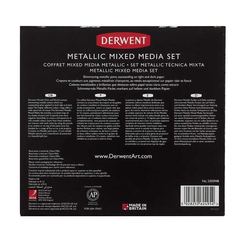 Derwent® 19-Piece Metallic Mixed Media Set