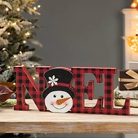 Glitzhome® 15'' NOEL Wooden Christmas Plaid Table Décor