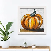 Painterly Pumpkin Wall Art in White Frame