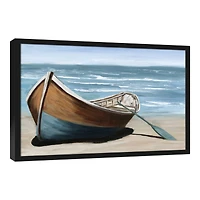 Single Boat Black Framed Canvas Wall Art