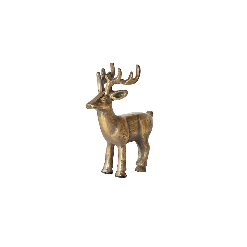 Hello Honey® 10" Antique Gold Finish Cast Aluminum Reindeer Décor