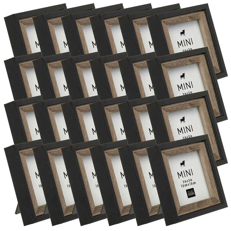 24 Pack: Gray & Black 3" x 3" Mini Frame by Studio Décor®