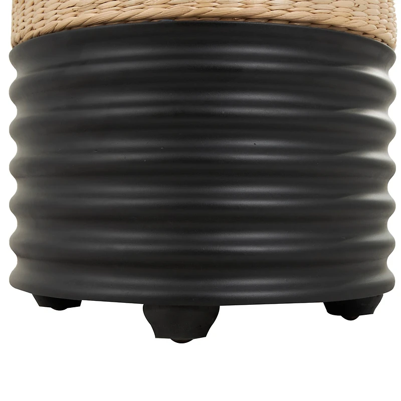 18" Two-Toned Stool with Seagrass Top