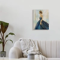 Stupell Industries Young Woman Blue Dress Soft Focus Pose Canvas Wall Art