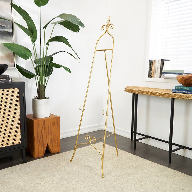 63" Gold Metal Scroll 3-Tier Display Easel