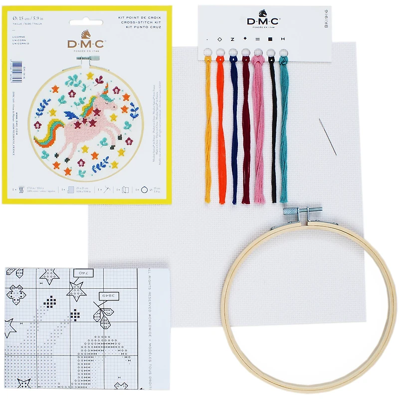 DMC® Flowers & Unicorn Cross Stitch Kit