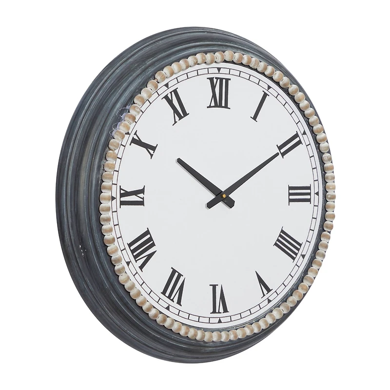 White Metal Farmhouse Wall Clock, 23" x 23" x 3"