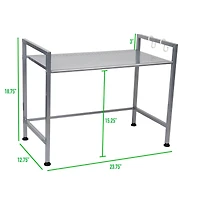 Mind Reader Silver Metal Rack Utility Shelf and Microwave Stand with Two Hooks