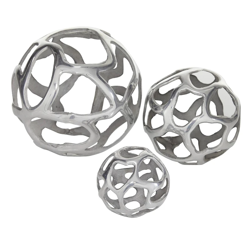 Silver Contemporary Orb Sculpture Set