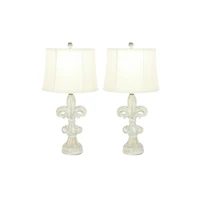 28" White Polystone French Country Table Lamps, 2ct.