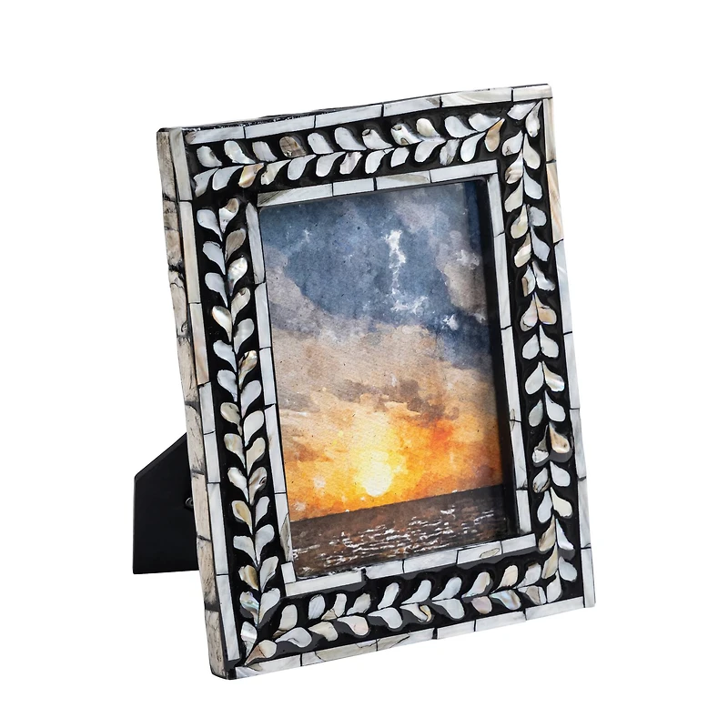 5" x 7" Black with Mother of Pearl Leaf Tabletop Frame, Atelier by Studio Décor®