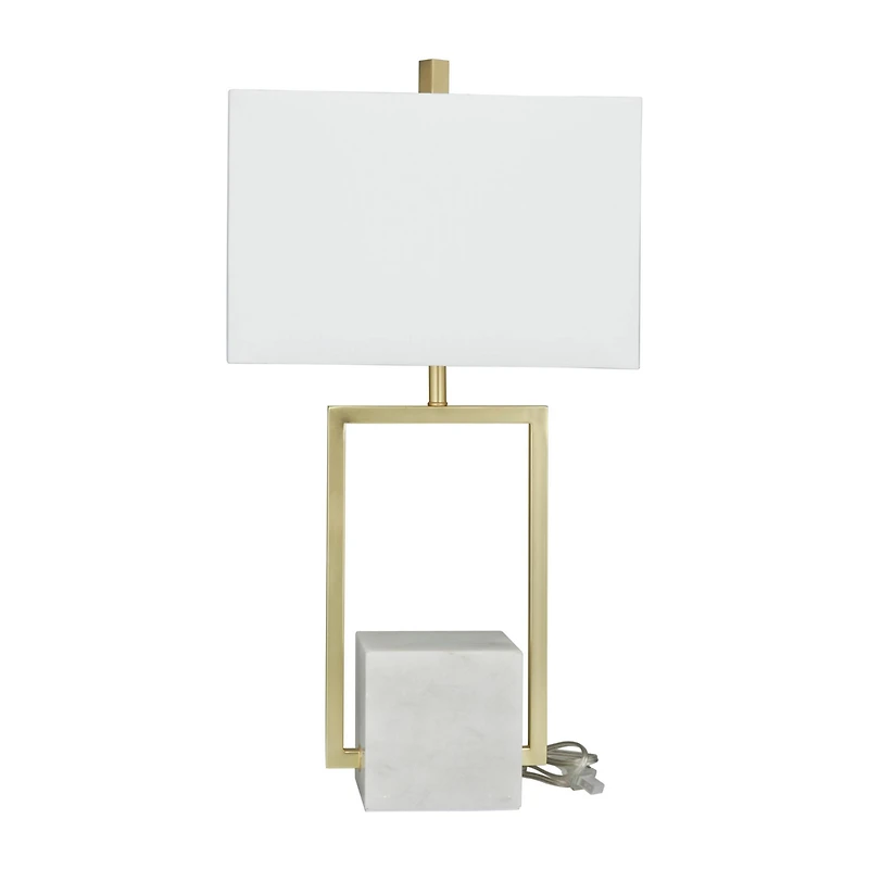 CosmoLiving by Cosmopolitan White Marble Modern Table Lamp, 27" x 15" x 9"