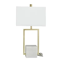 CosmoLiving by Cosmopolitan White Marble Modern Table Lamp, 27" x 15" x 9"