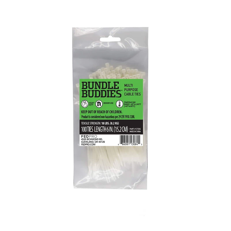 Bundle Buddies™ 6" Natural Multi-Purpose Cable Ties, 100ct.