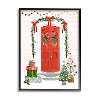 Stupell Industries Red Jolly Christmas Doorway Framed Giclee Art