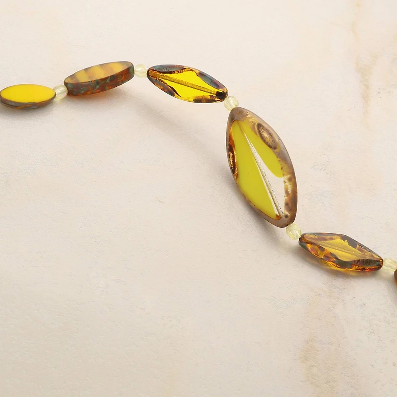 Smooth Yellow Czech Glass Oval Bead Mix by Bead Landing™
