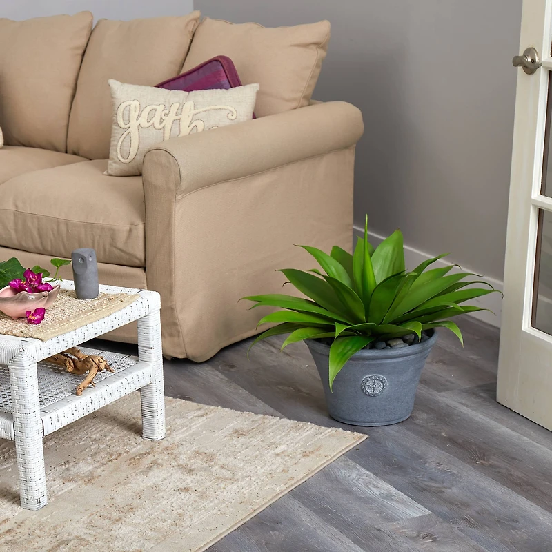 22" Agave Succulent Plant in Gray Planter