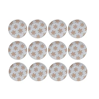 Hello Honey® 6" White & Orange Round Stoneware Snowflake Plates, 12ct.