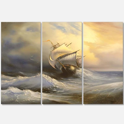 Designart - Vessel in Stormy Sea
