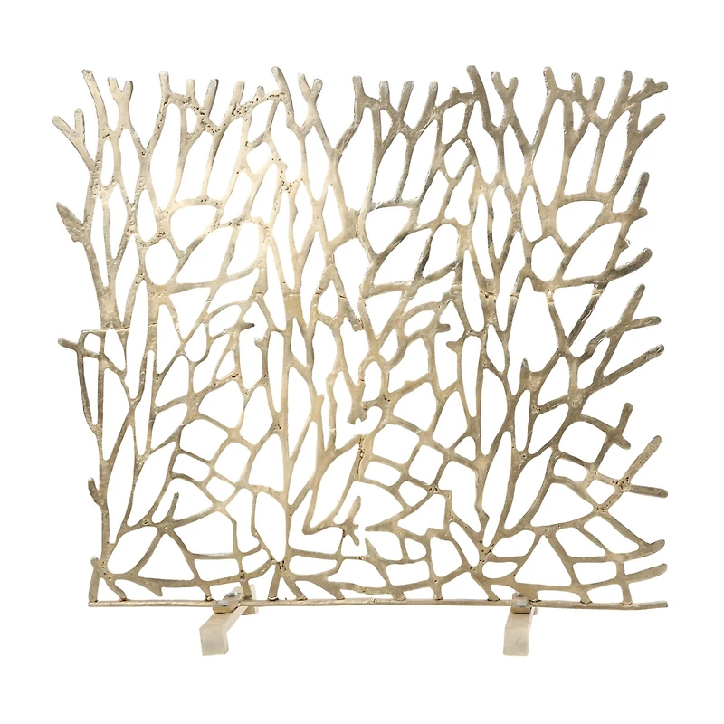 Coral Inspired Single Panel Aluminum Fireplace Screen