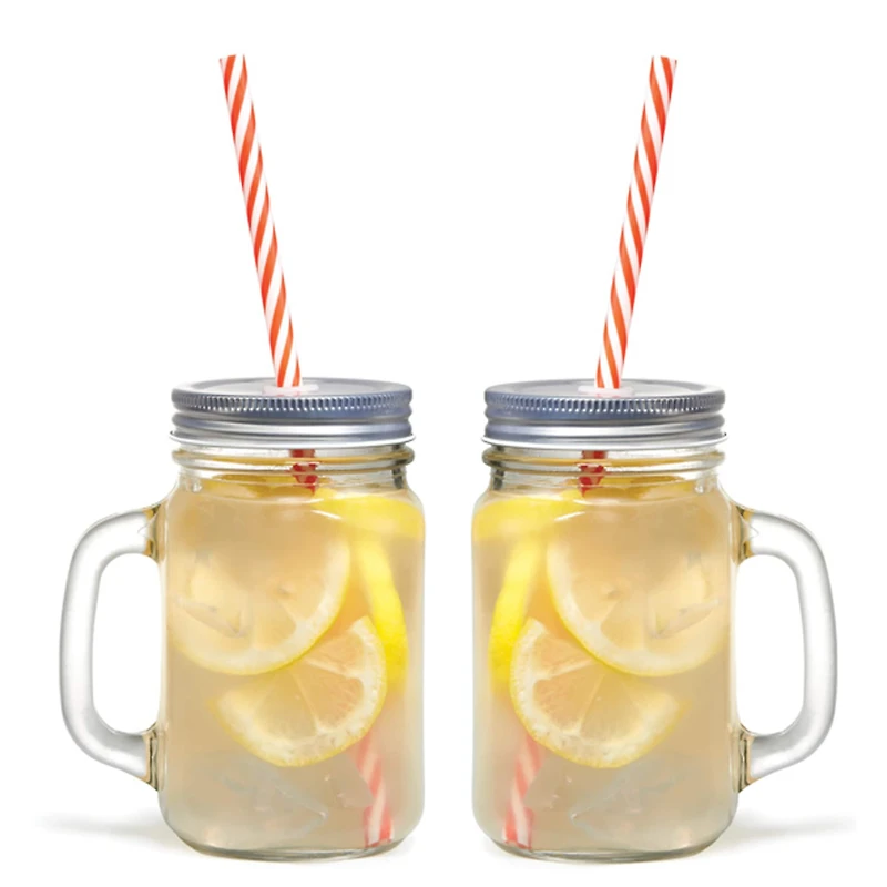 Gourmet by Starfrit 16oz. Mason Jar Mugs with Straws, 2ct.