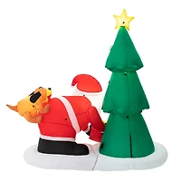 Glitzhome® 6.5ft. Lighted Dog Bites Santa Inflatable Décor