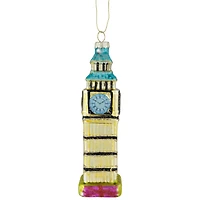 5.5" Golden Big Ben Glittered Glass Christmas Hanging Ornament