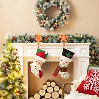 Glitzhome® 20.5" Santa & Snowman Hooked Stocking Set