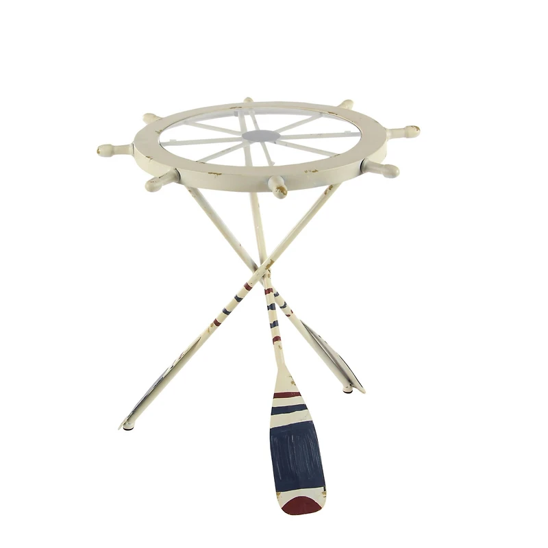 2.5ft. White Coastal Metal Accent Table