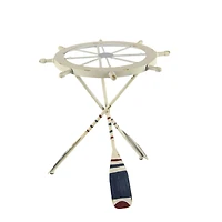 2.5ft. White Coastal Metal Accent Table