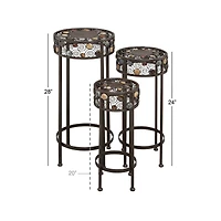 Black Metal Traditional Spiral Design Plantstand Set