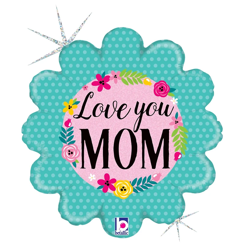 18" Love You Mom Holographic Foil Balloon