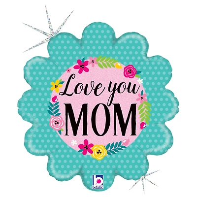 18" Love You Mom Holographic Foil Balloon
