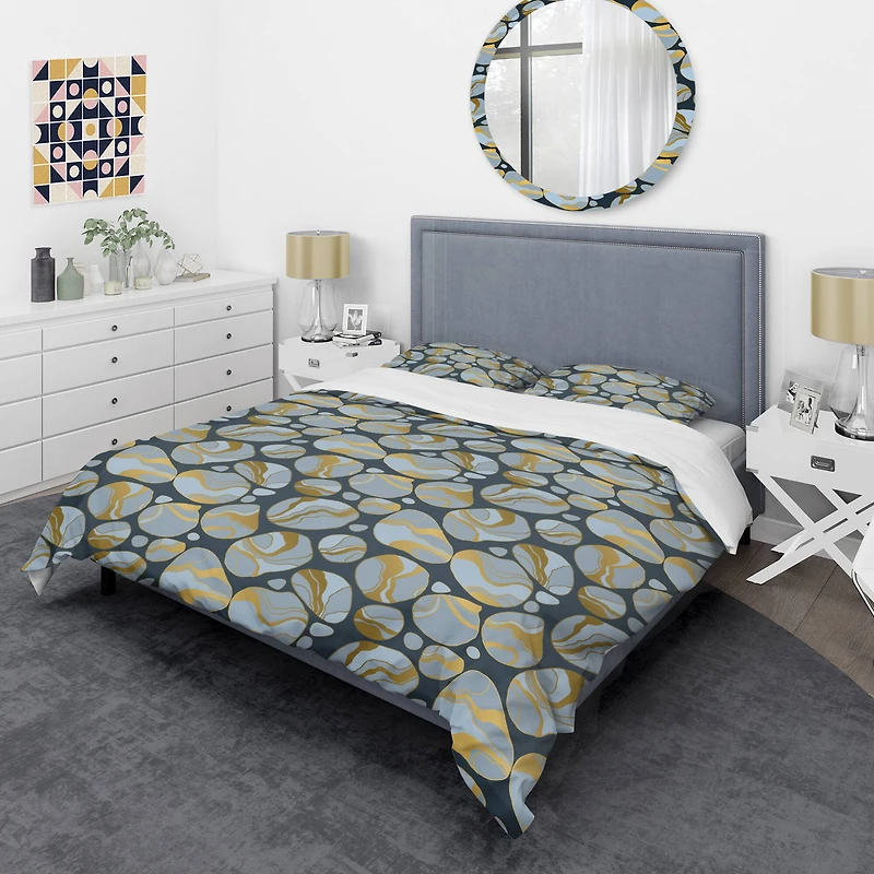 Designart 'Golden Marble Design IV' Mid-Century Duvet Cover Set